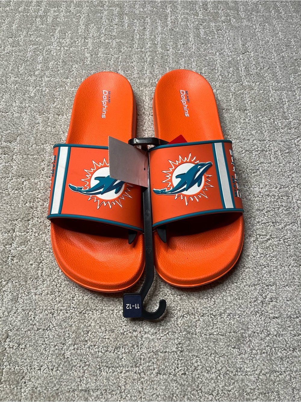 NWT New Foco NFL Miami Dolphins Orange Flip Flops Sandals Mens SZ 11-12 Jersey